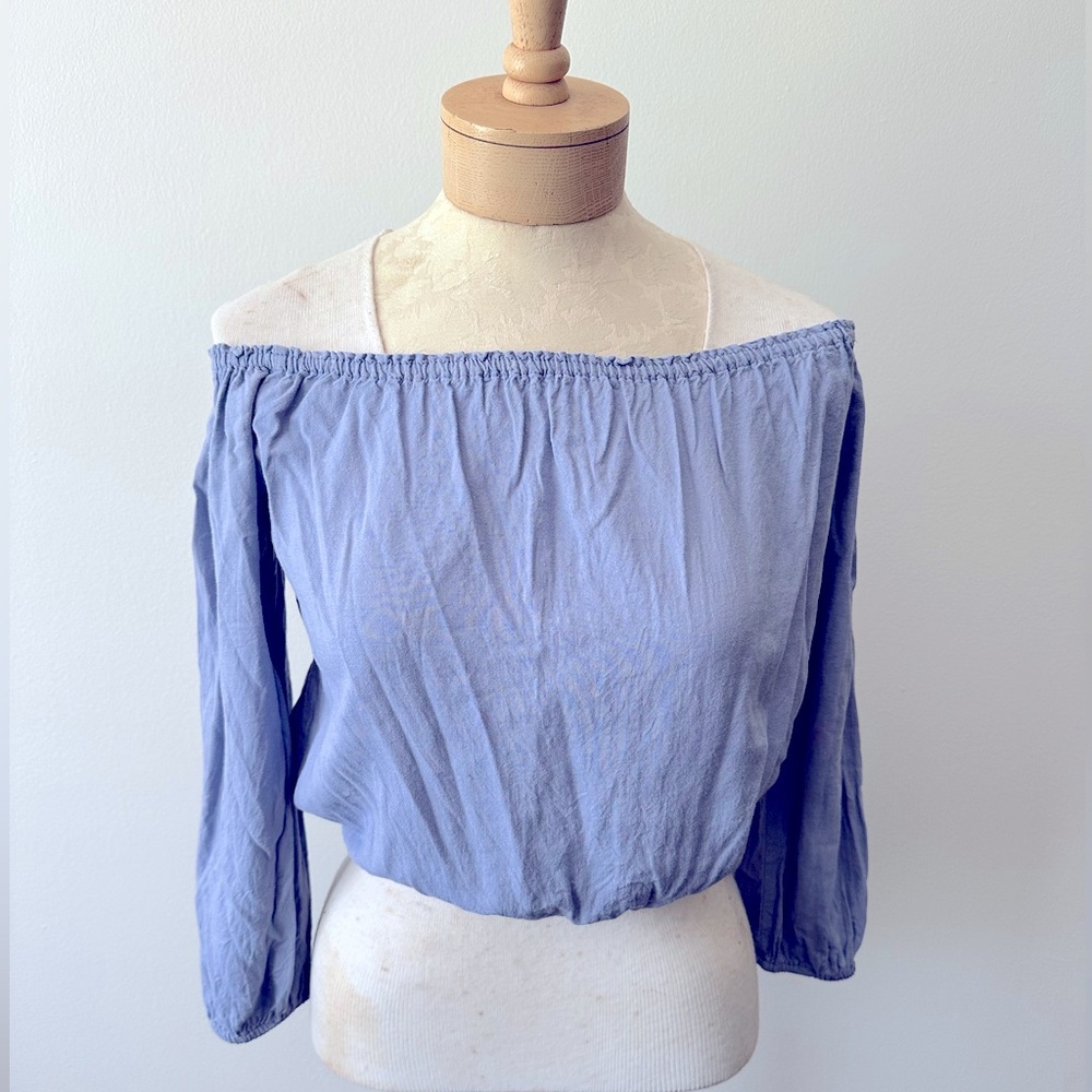 Brandy Melville Periwinkle Blue Small Off-the-Shoulder Maura Top
